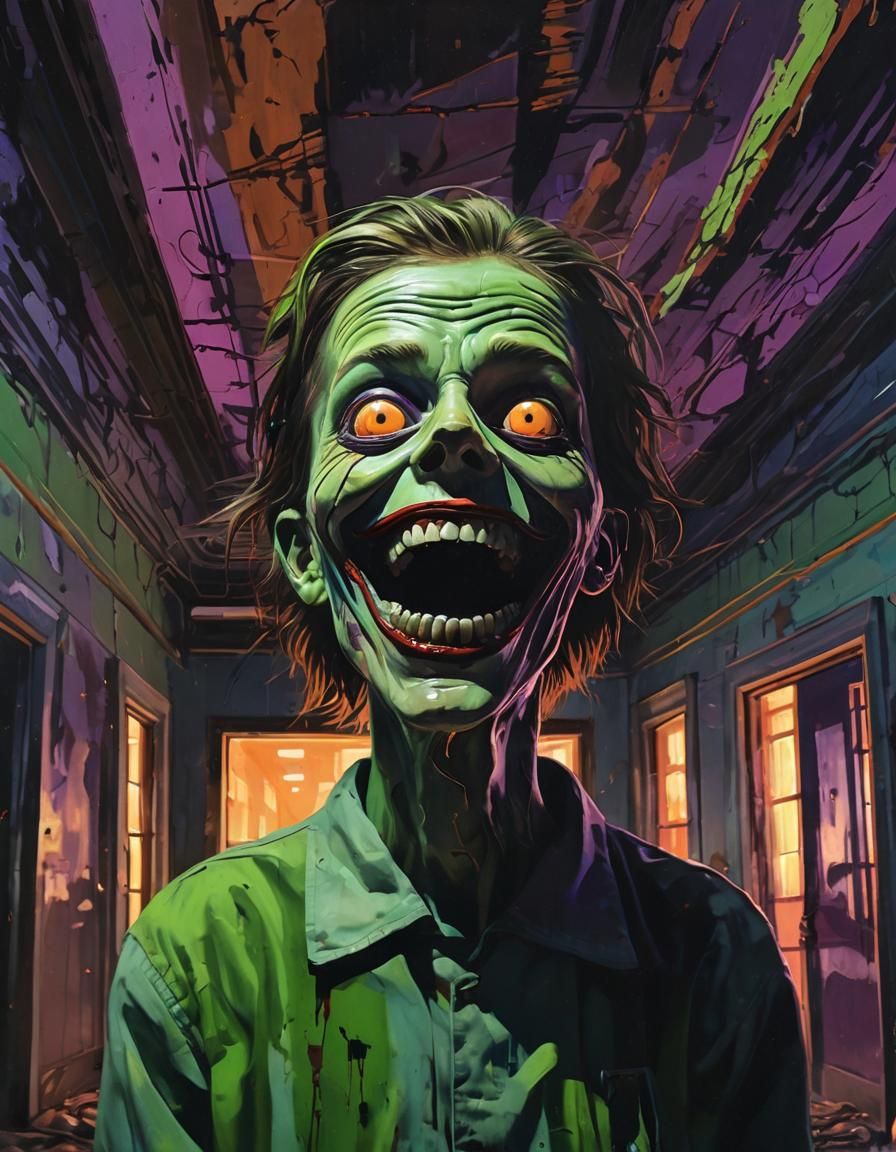 Creepy Figure in Asylum: Expressionist Surrealism