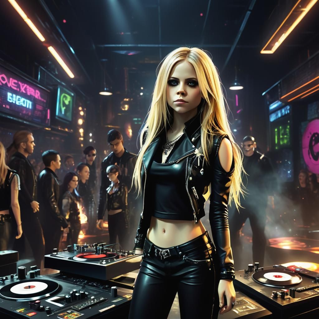 Avril Lavigne in Cyberpunk Nightclub DJing