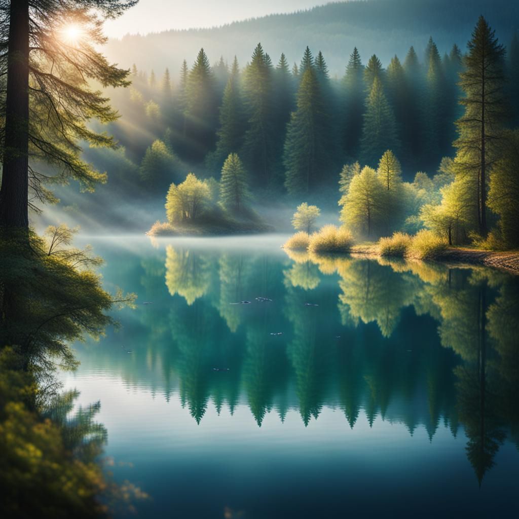 Mystical Lake in Natural Light: Photography