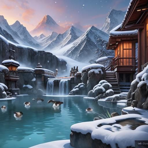 Hot springs in winter