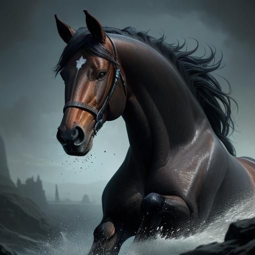 Hyperrealistic Horse Portrait with Gradient Background