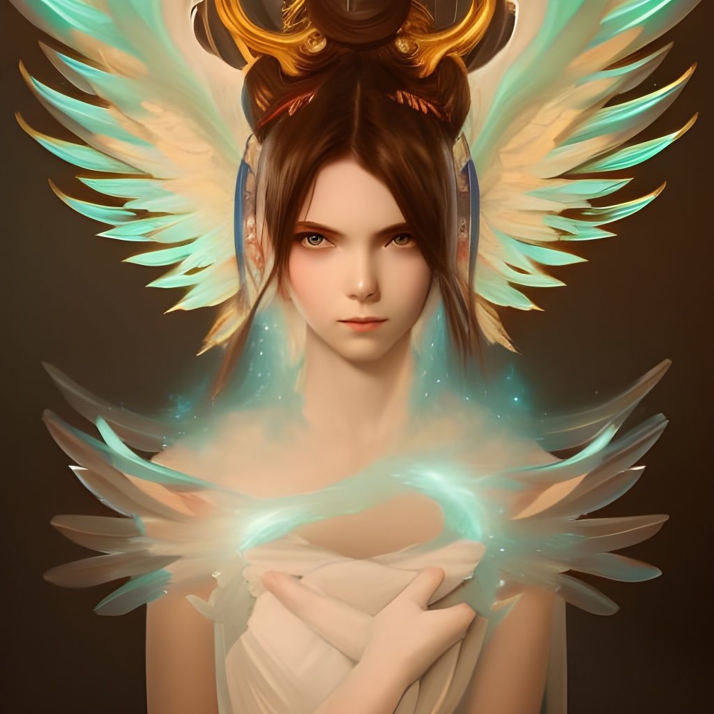 Zatsune Miku Angel Portrait in Digital Art Style