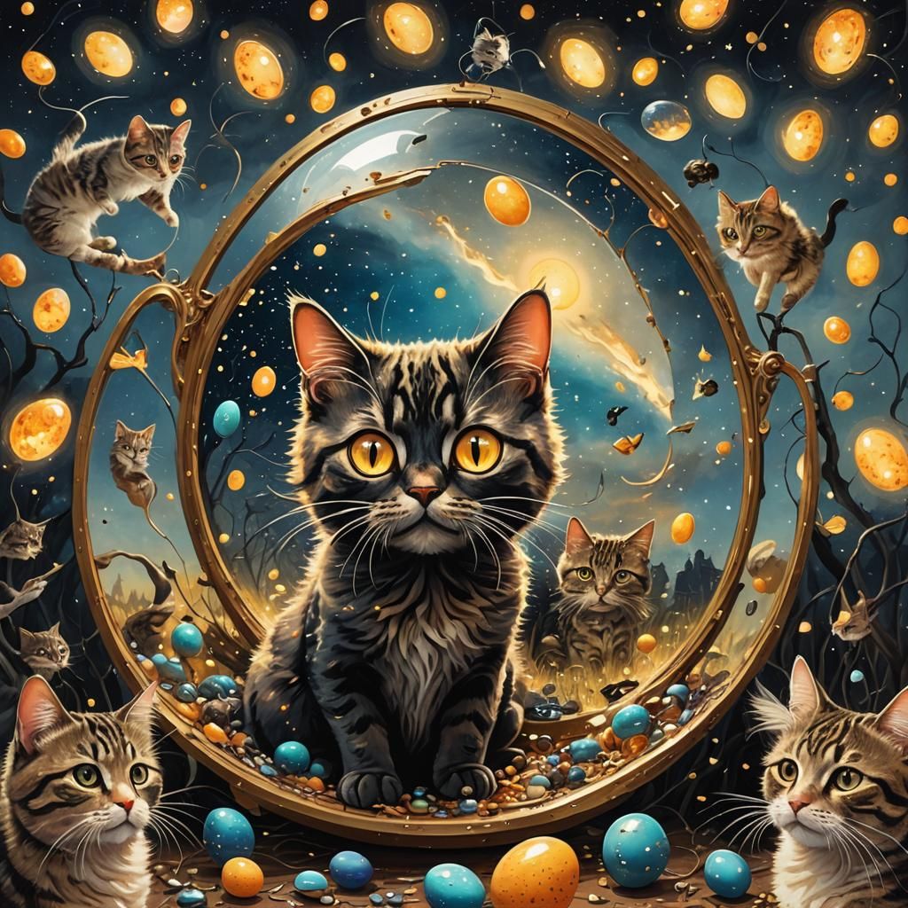 Surreal Cats Hobbies Egg Windy Day in Carrington Style