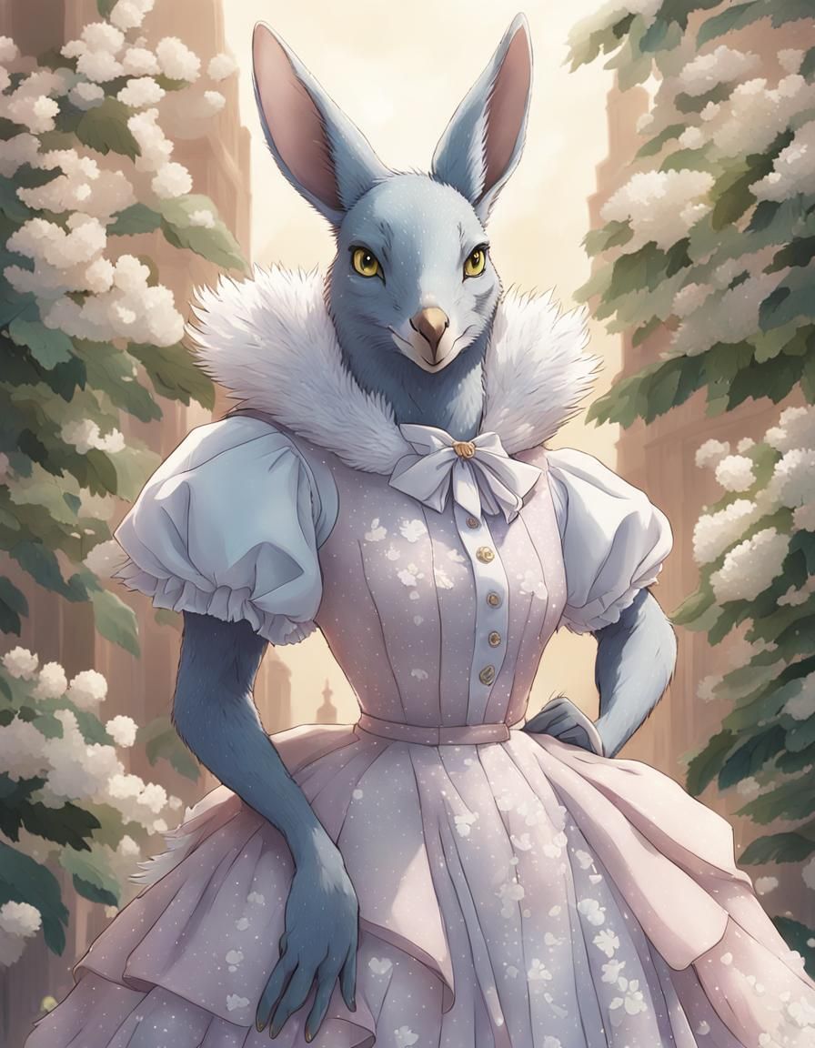 Sensual Anthropomorphic Dove in Anime Style