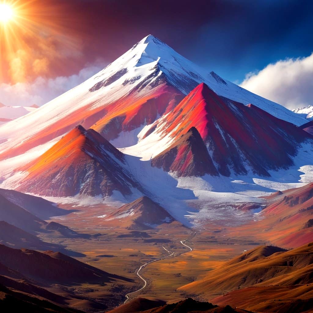 Majestic Vinicunca Mountain in Vibrant Colors, Andes Peaks a...