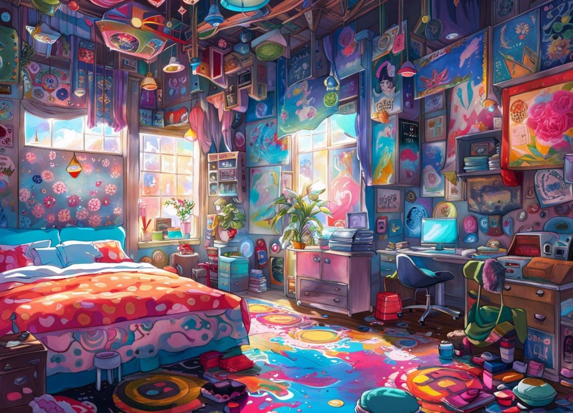 Anime Dream Bedroom with Graffiti Art