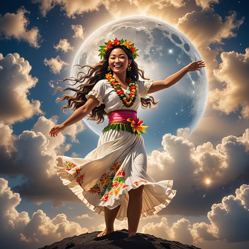 Hawaiian Hula Dancer on the Moon