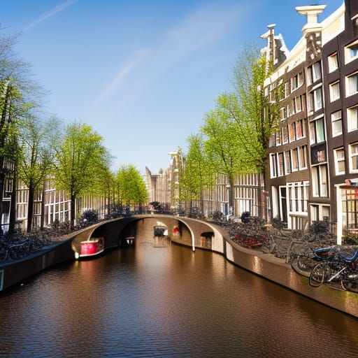 Amsterdam City Center on a Sunny Day