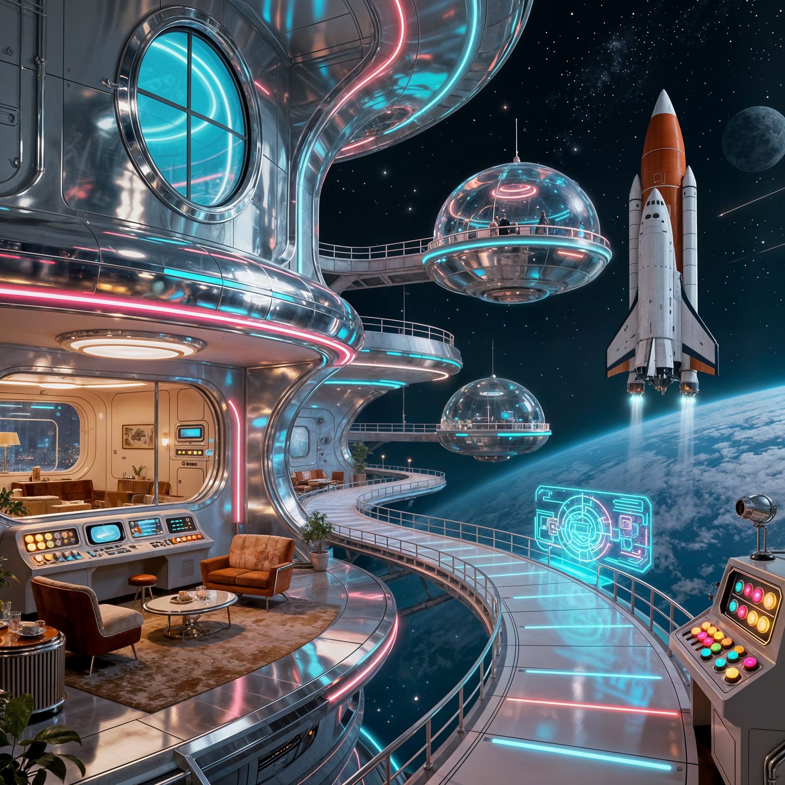 Retro-Futuristic Space Station Design