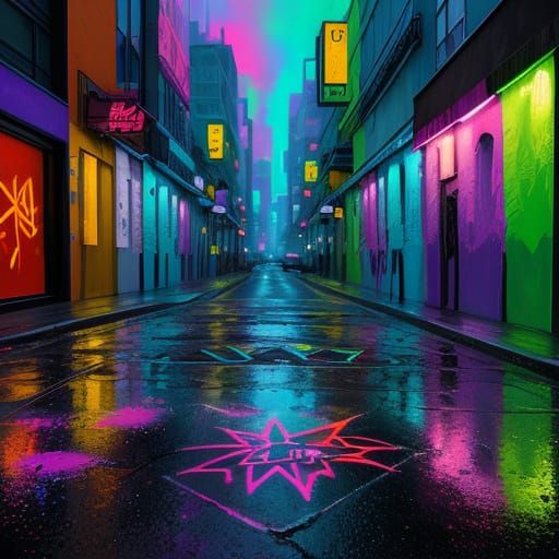 Elegant Evening Shoes in Neon City Street Graffiti