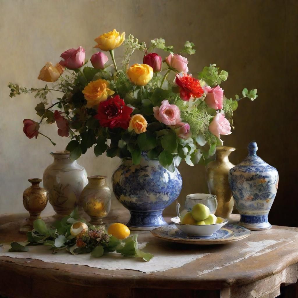 Vibrant Floral Still Life in Flemish Style