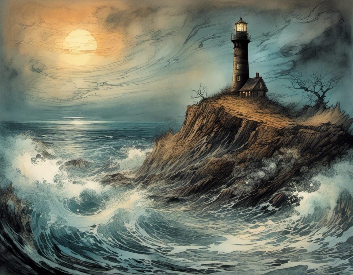 Mystical Lighthouse Amidst Noctilucent Bloom