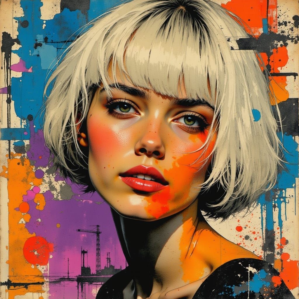Hyper-Stylized Portrait in Street Art Style