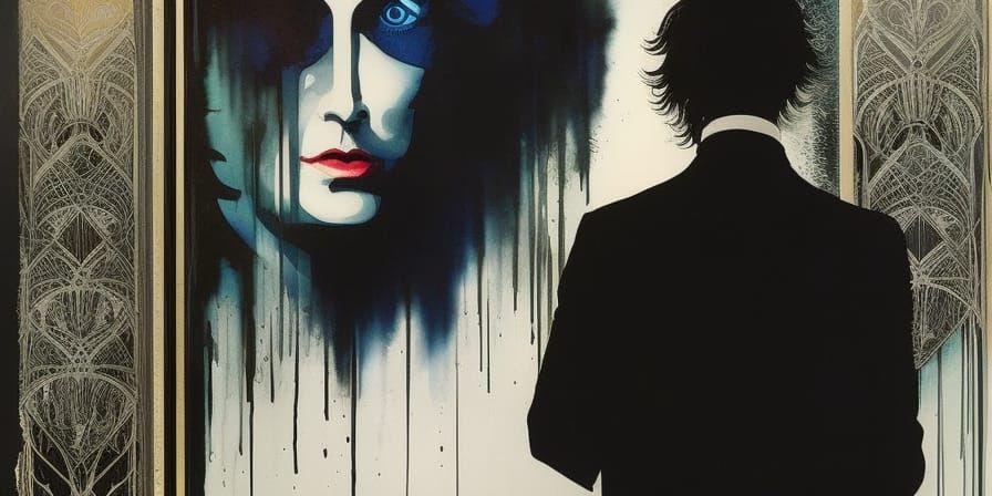 Dorian Gray and Portrait in Gothic Art Nouveau Style