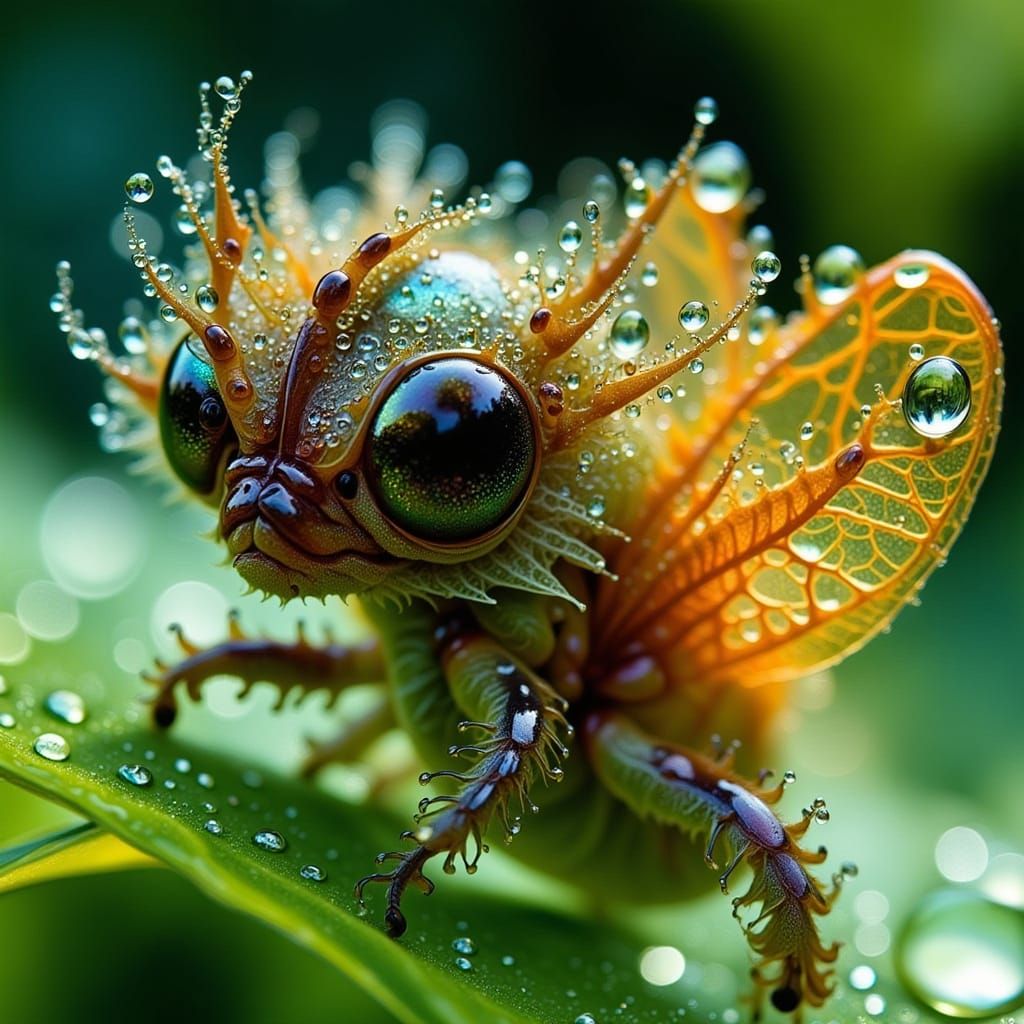 Adorable Baby Troll Gnome Hybrid Riding Dragonfly