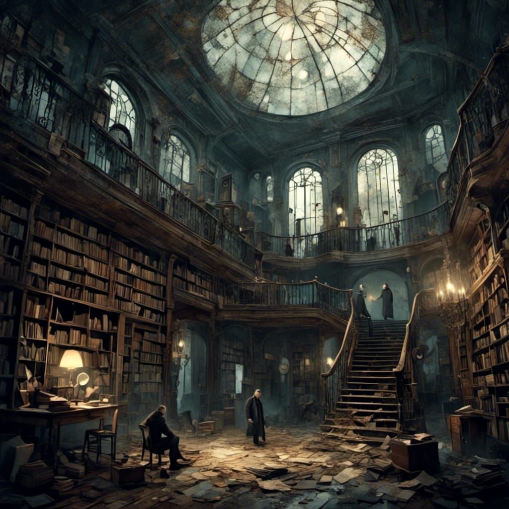 Ghost Hunters in an abandoned decrepit Library