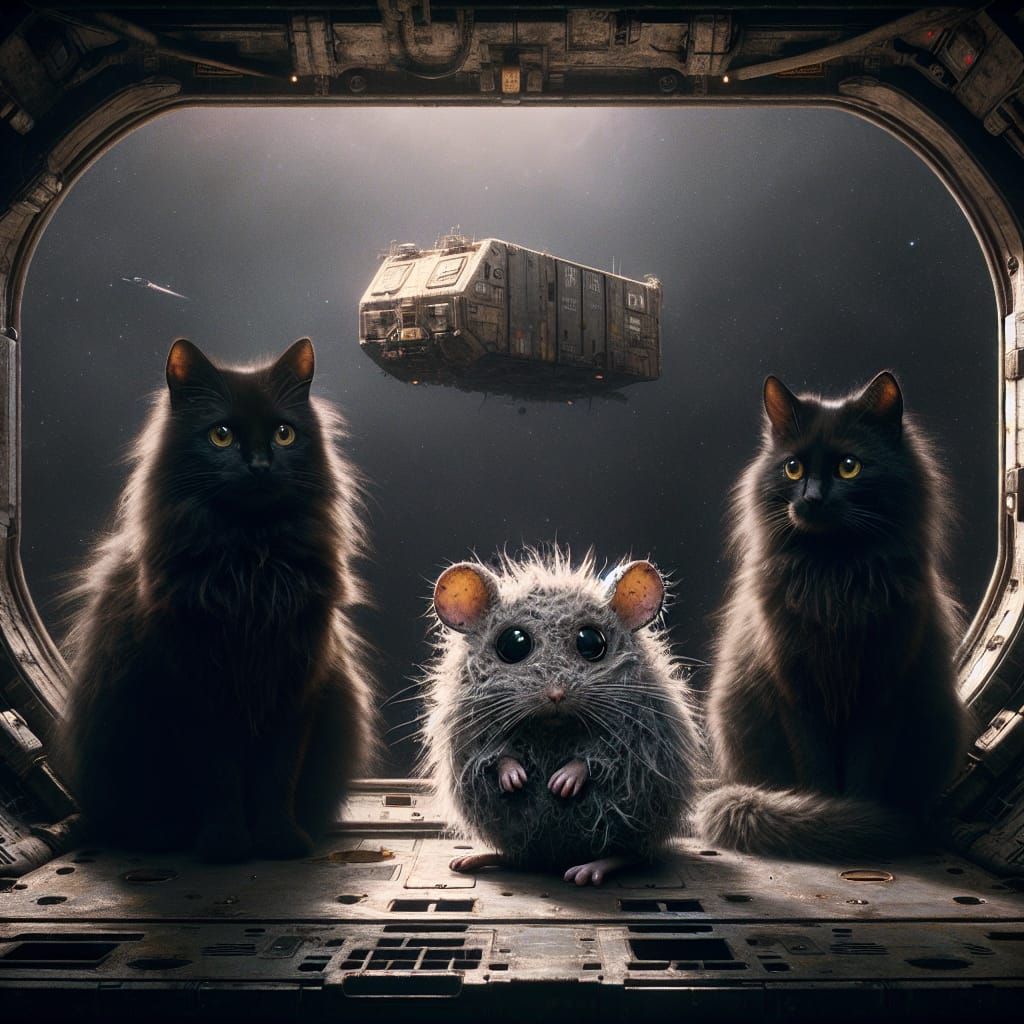 Cats and a Fluffy Space Station Companion