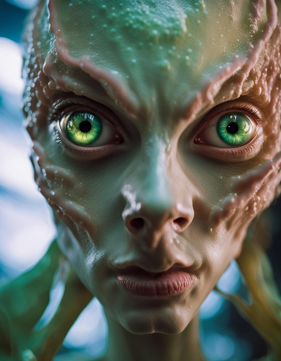 Striking Alien Portrait in Photorealistic Style
