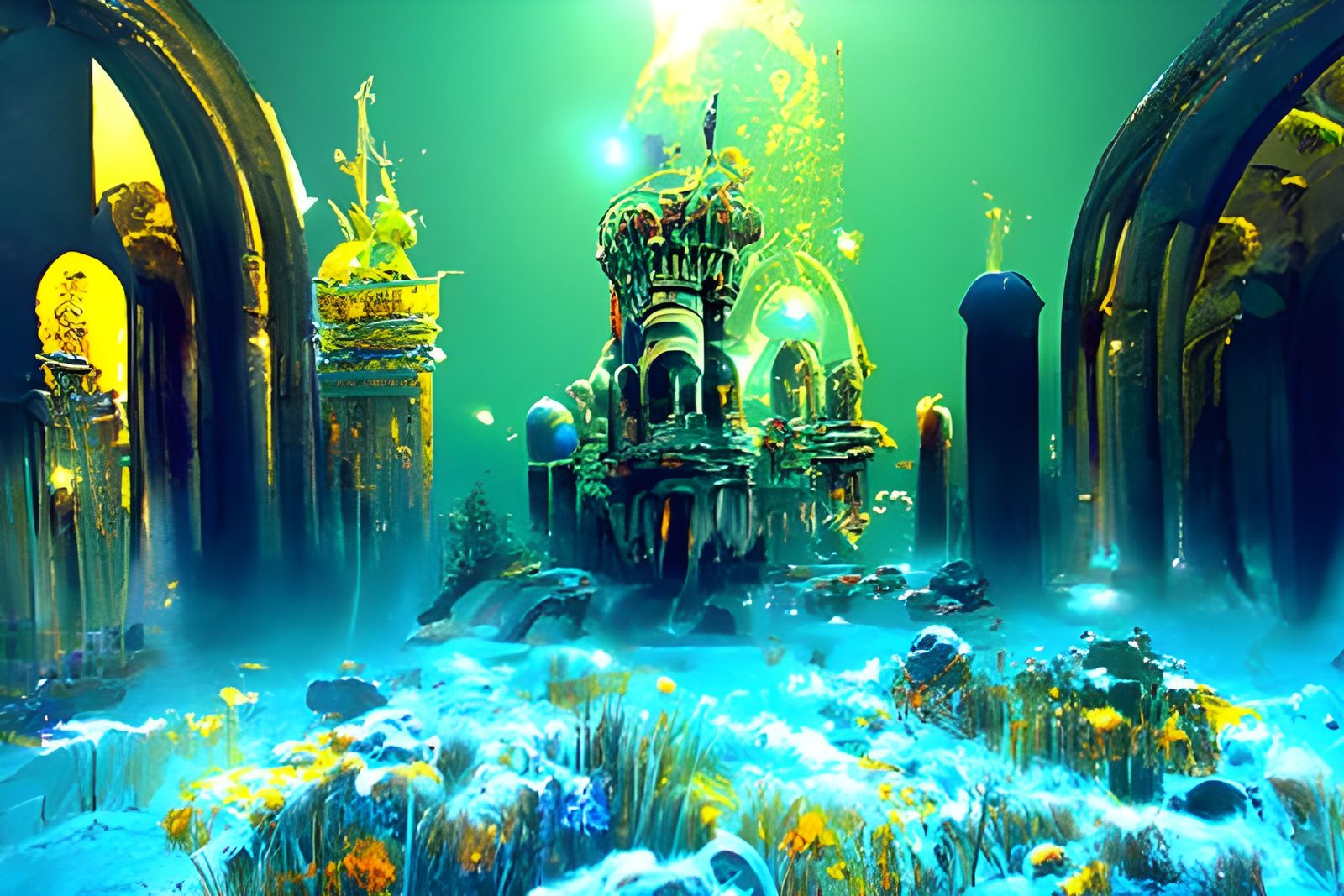 Atlantica Crystal Underwater Castle: Hyperrealistic Concept ...