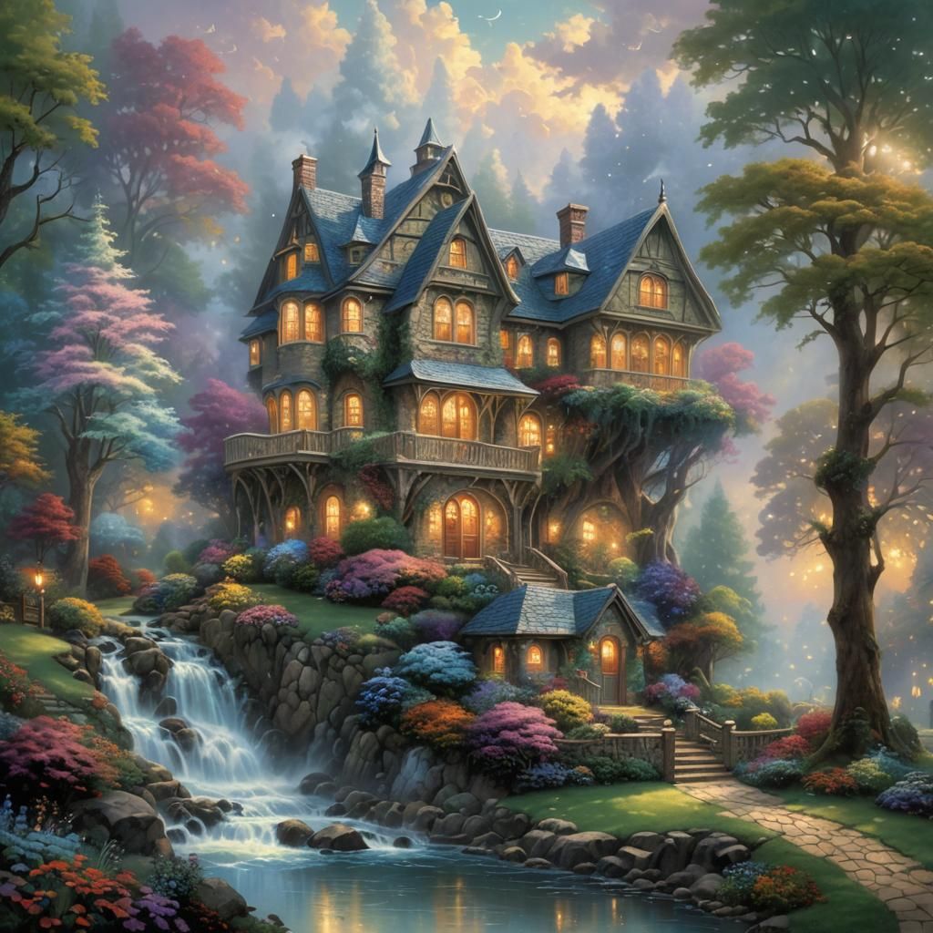 Ethereal House in Hyperdetailed Fantasy Landscape
