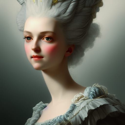 Marie Antoinette Doll Portrait in Digital Art Style