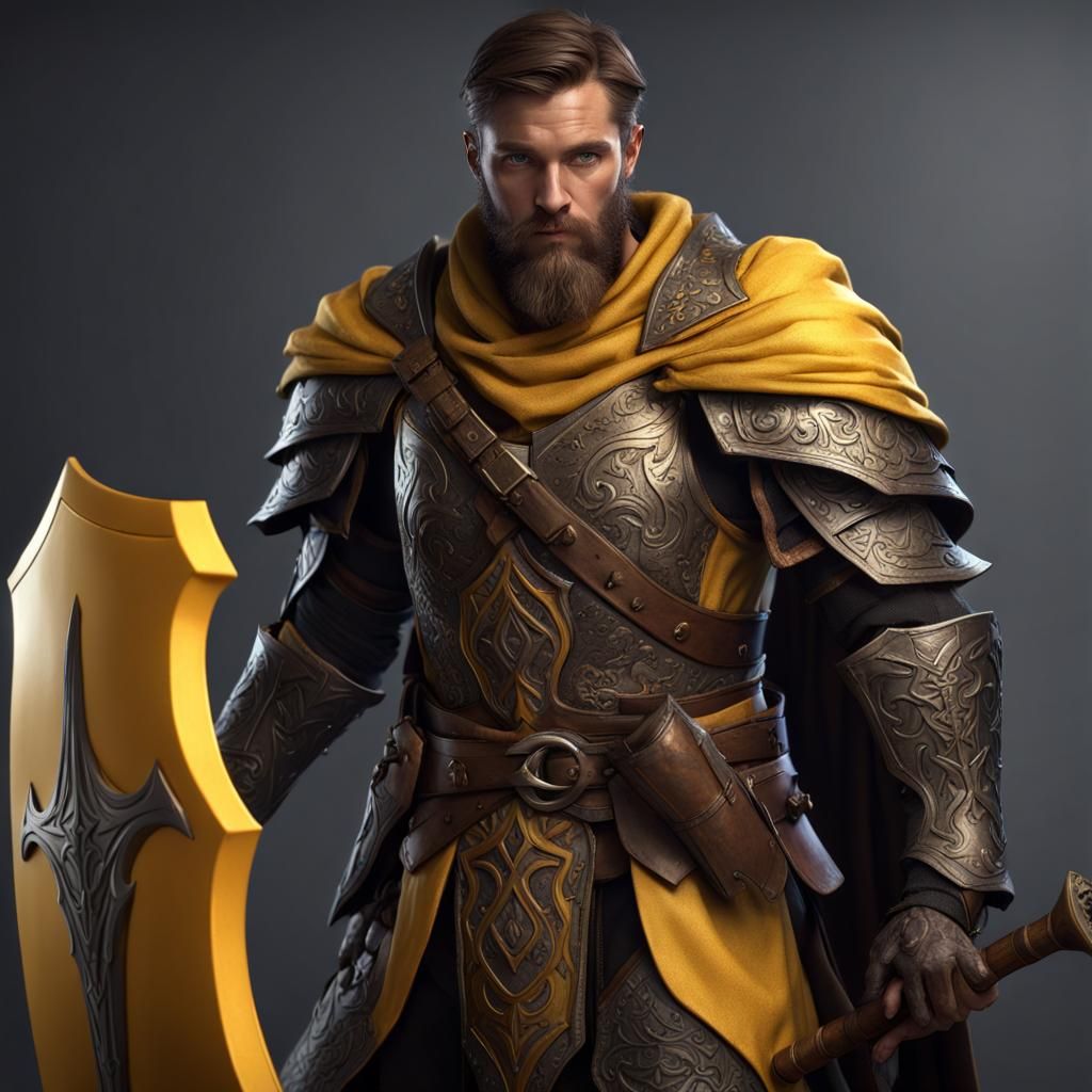 Dark Paladin with Axe and Shield: Fantasy Concept Art