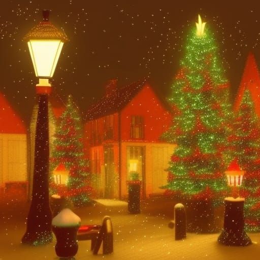 Victorian Christmas Village Carolers in 8-bit Style