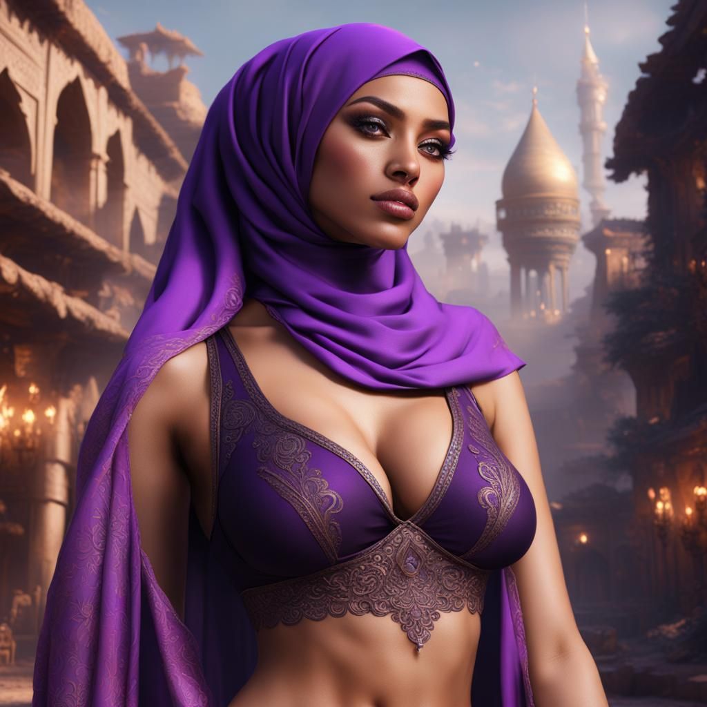 Woman in Hijab: Detailed Fantasy Concept Art