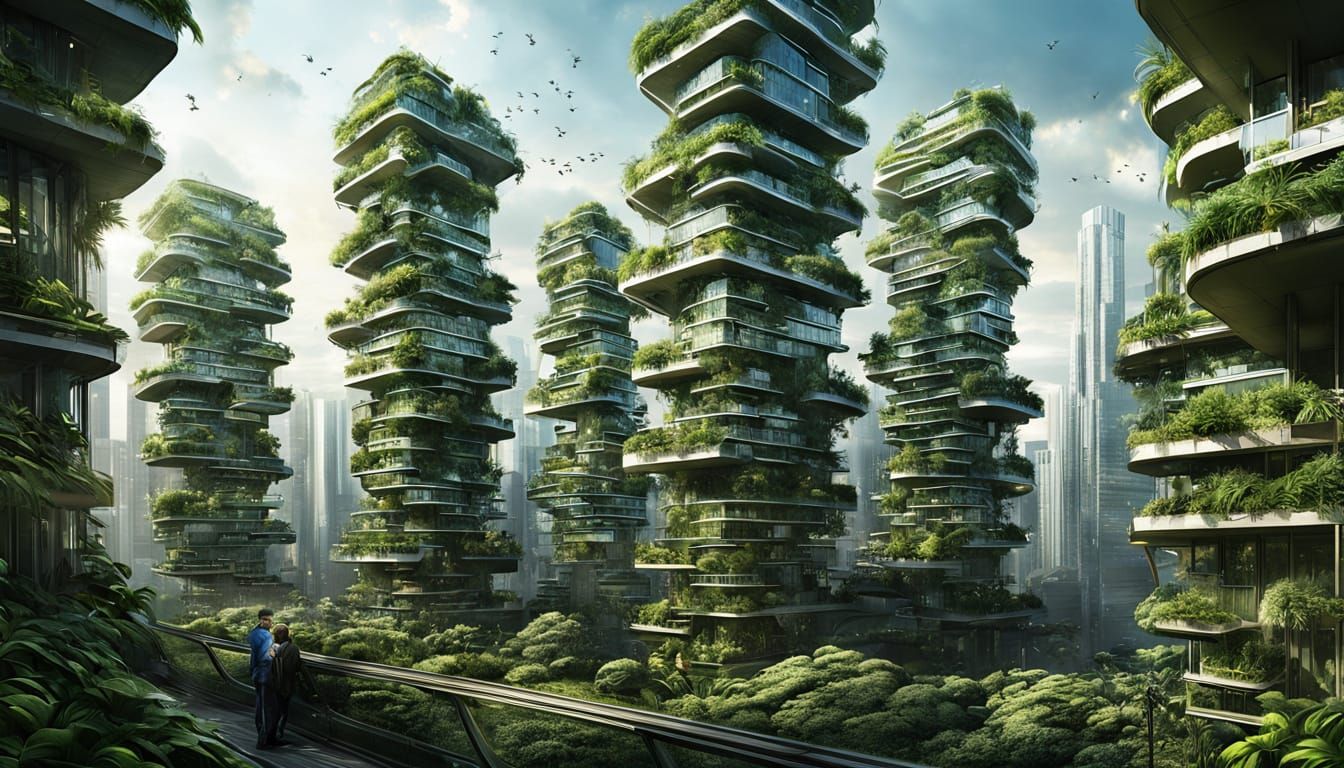 Eco-Futuristic Skyscraper with Cascading Gardens