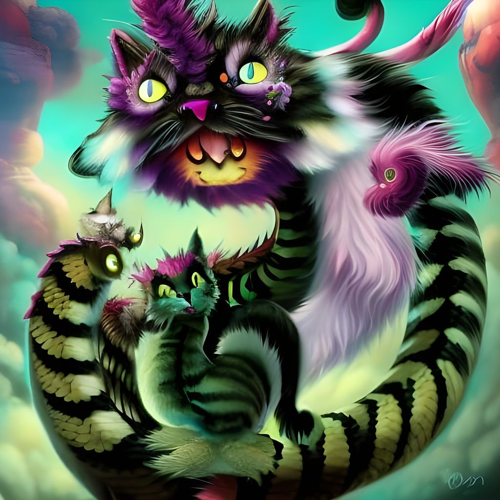 Cat-Dragon Tatzelwurm Fantasy Concept Art