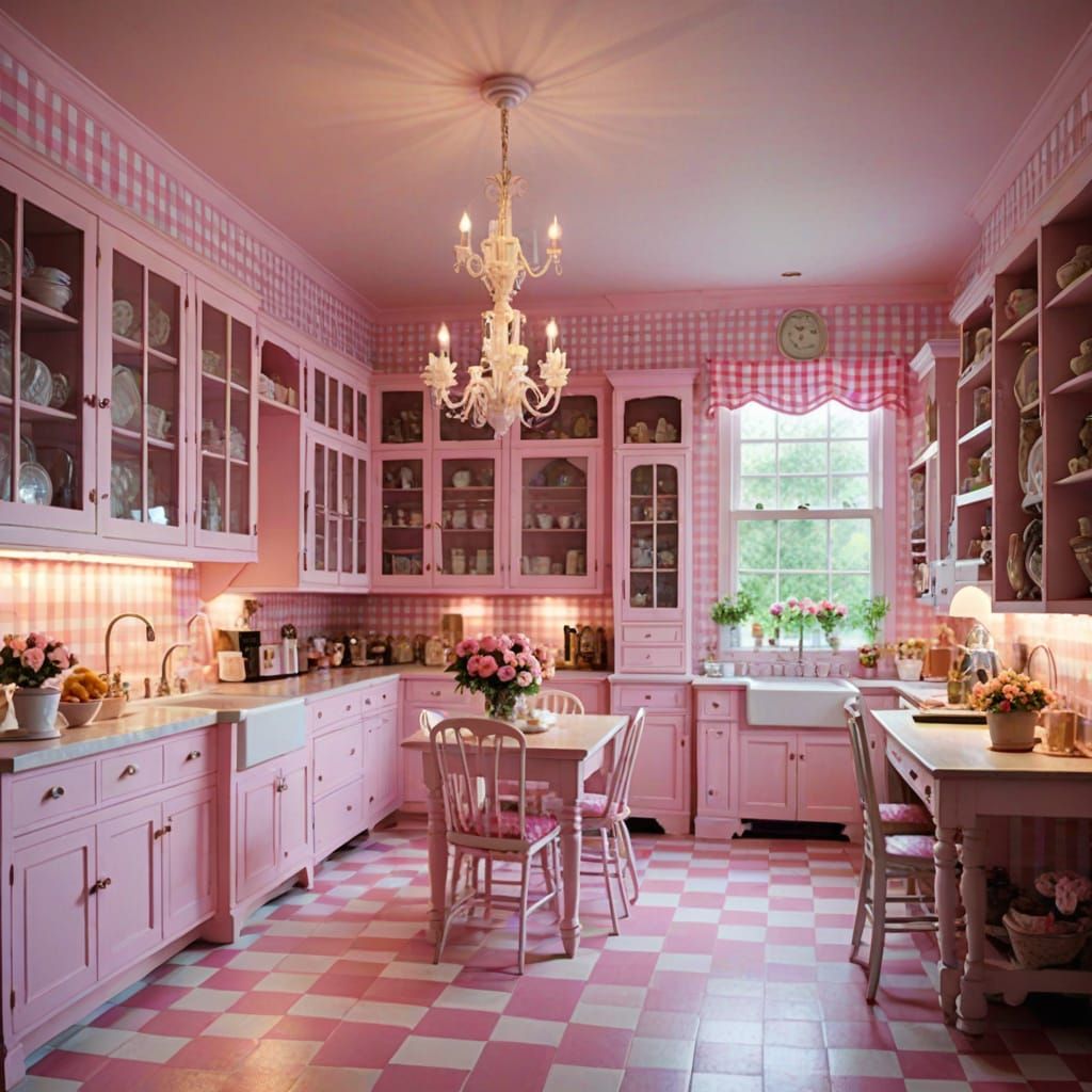 Gingham House in Vibrant Pink and White Checkered Style