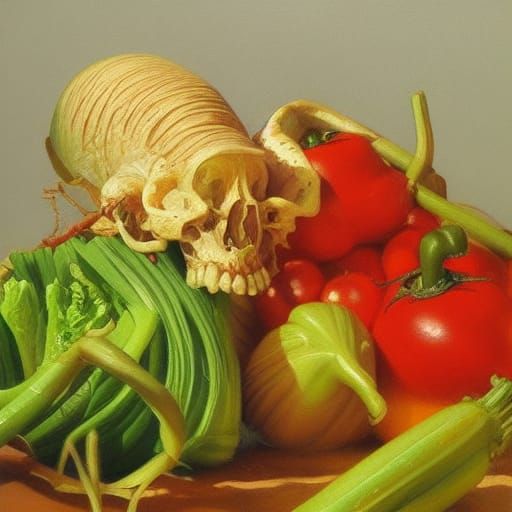 Vegetable Still Life in Oil Painting Style