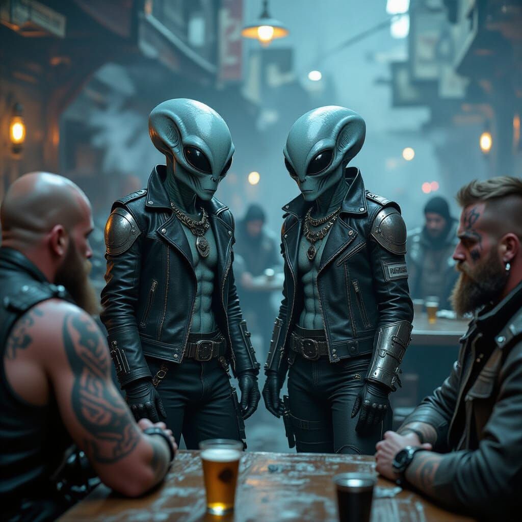 Alien Explorers Enter Dystopian Tavern