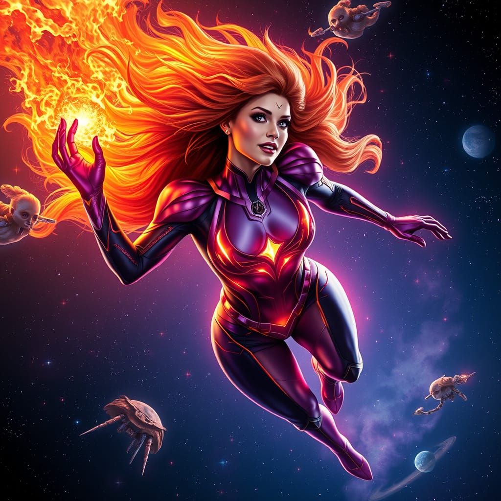 Starfire Floating in Cosmic Fire Space Poster