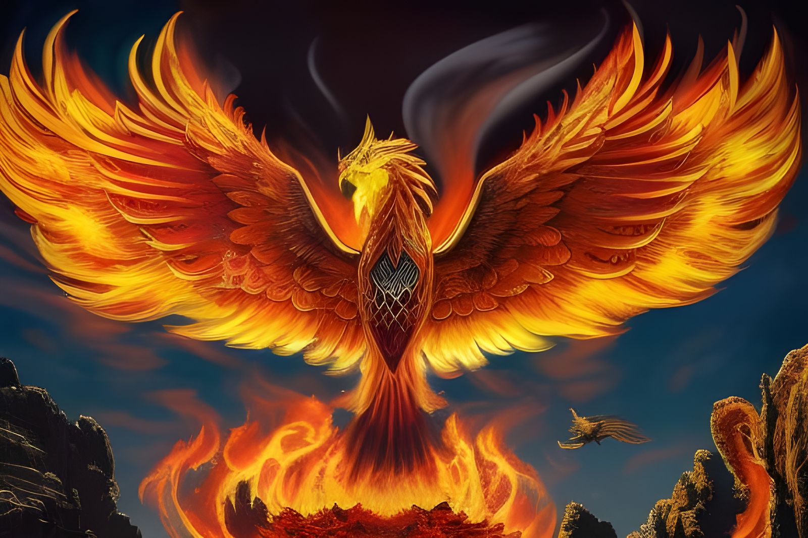 Phoenix Rising: Detailed Firebird Portrait