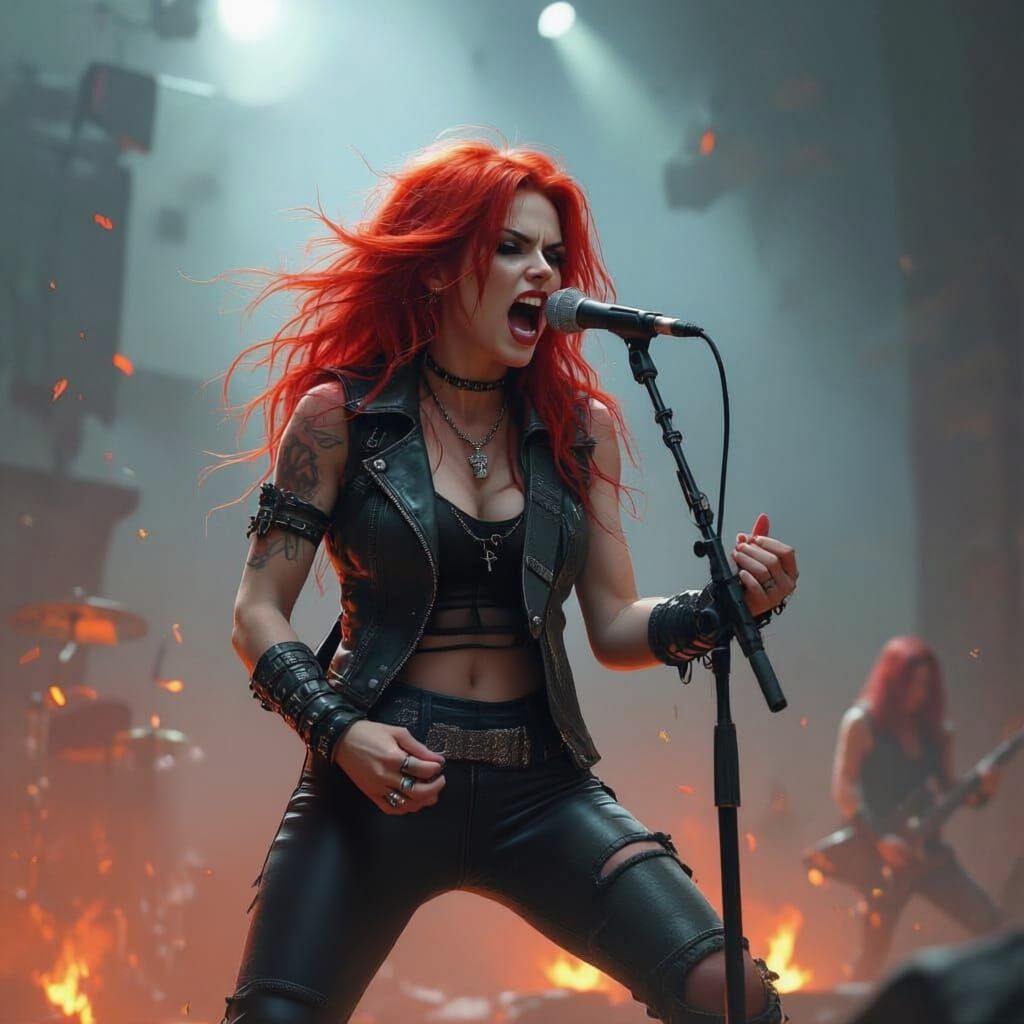 Female Metal Rock Singer in Post Apocalypse Concert