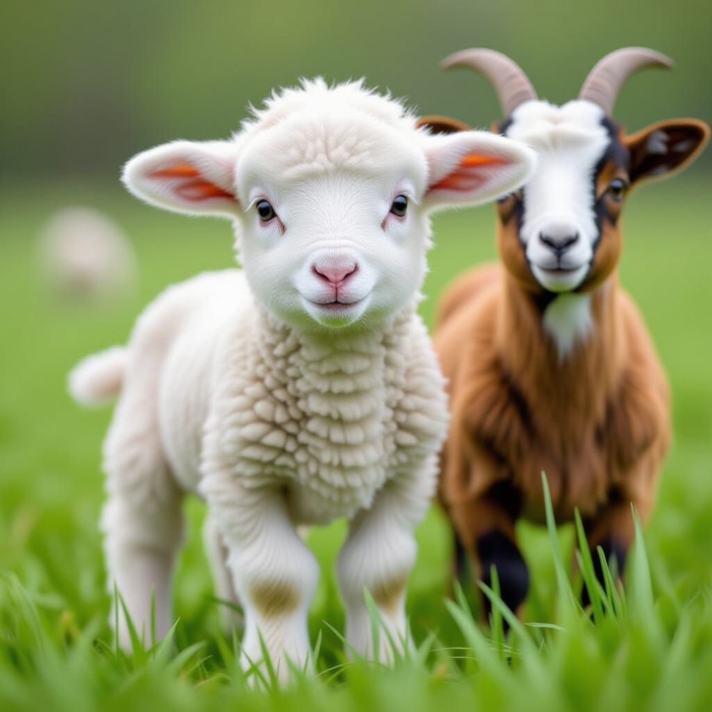 Adorable Lamb-Human Hybrid in Anime Style