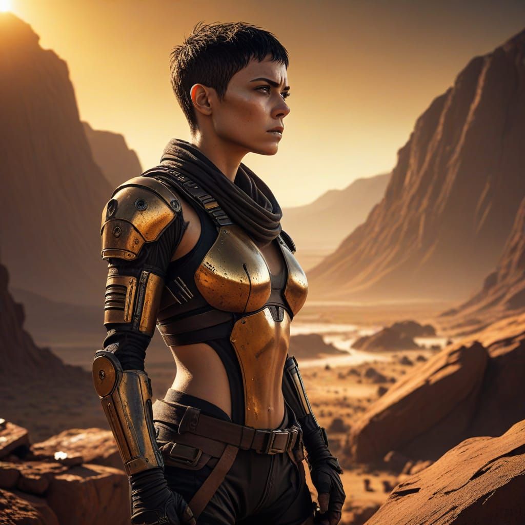 Futuristic Furiosa: Mad Max Wasteland Warrior