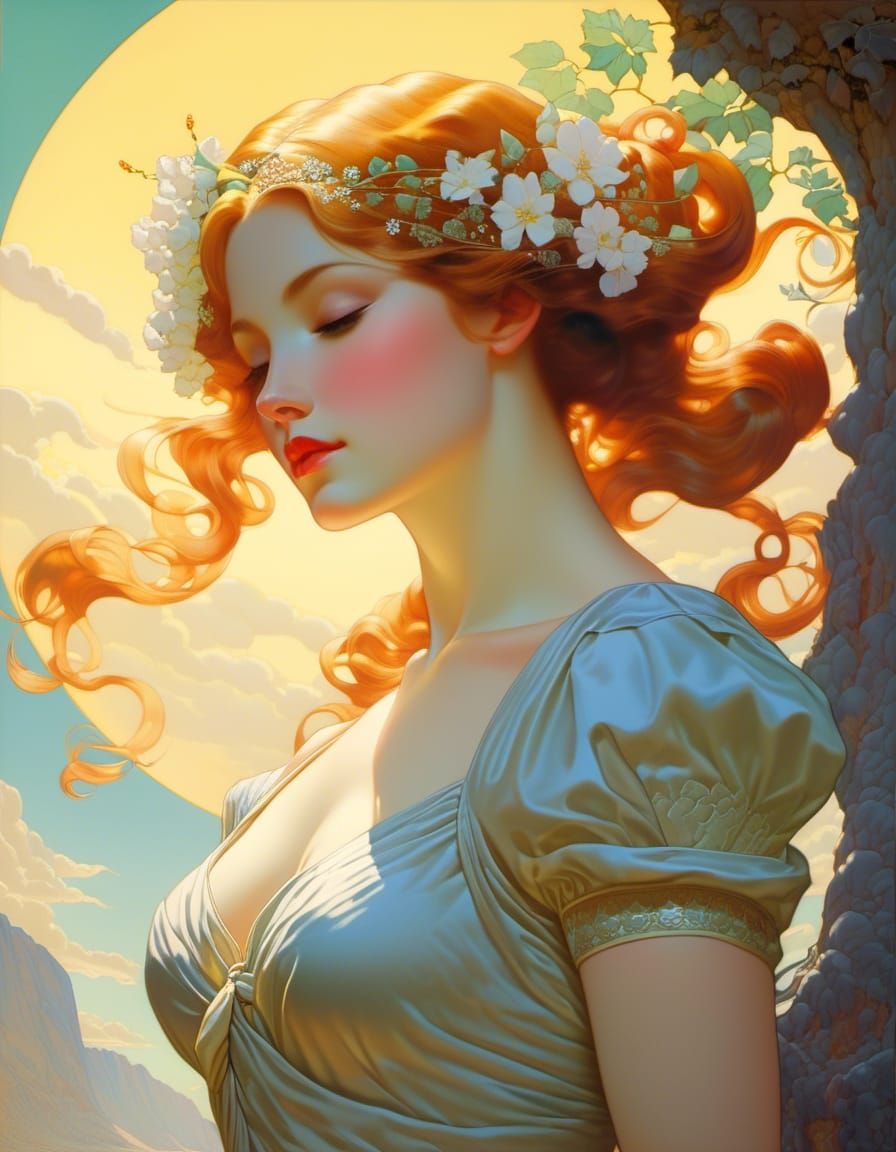 Dynamic Art Nouveau Portrait in Hyperrealism