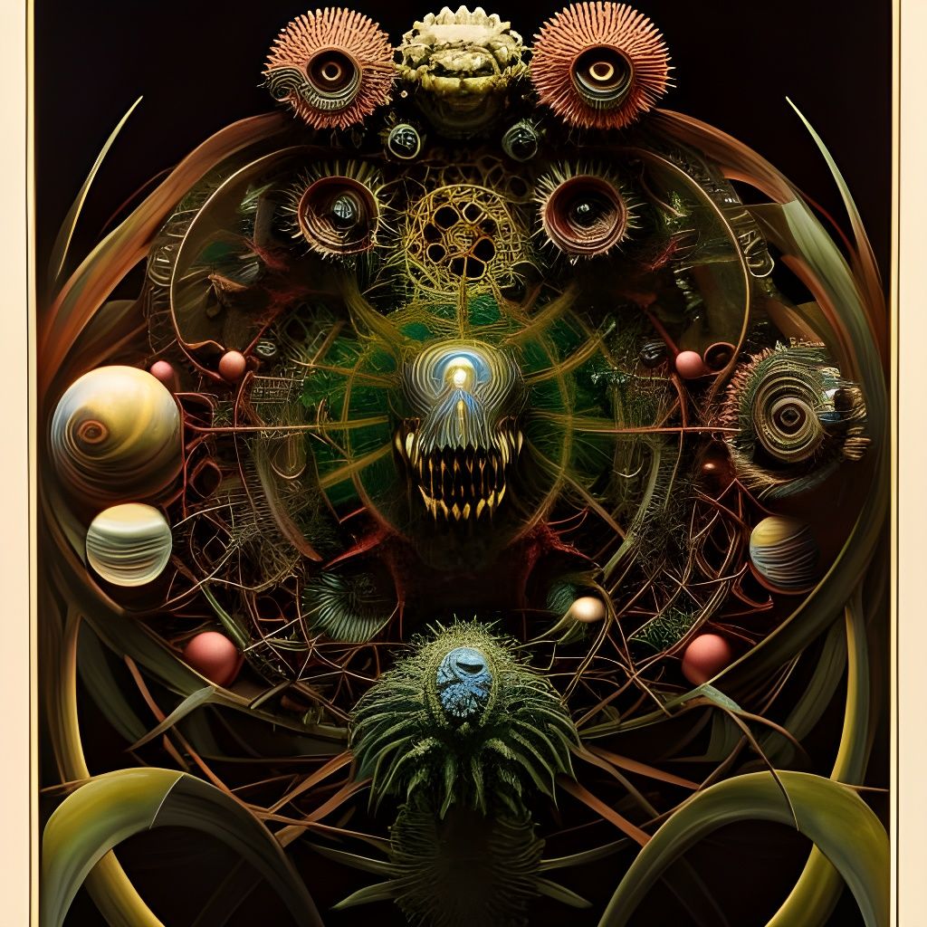 Dark Surrealist Nightmare Creatures in Ernst Haeckel Style