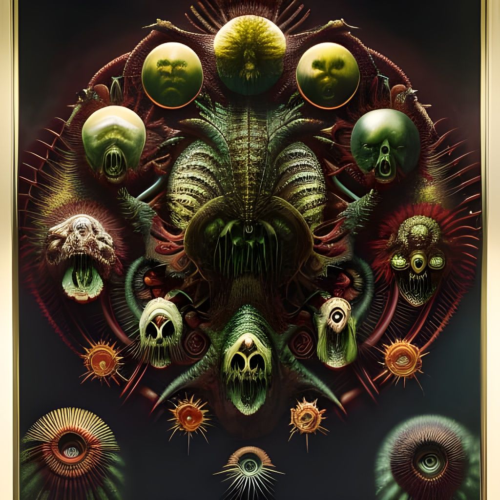 Dark Surrealism: A Nightmarish Ernst Haeckel Painting