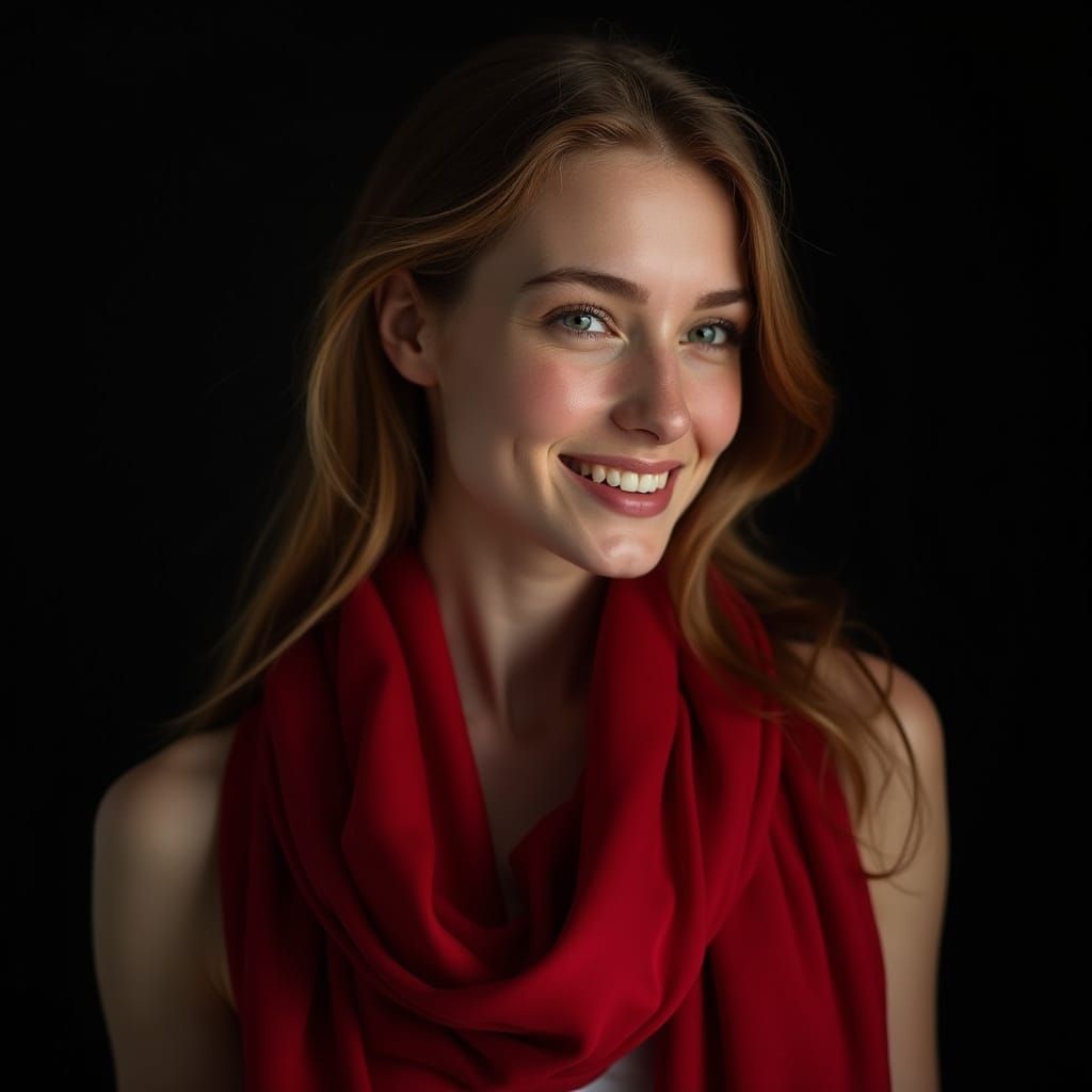 Smiling Beauty with long  Brown Hair
