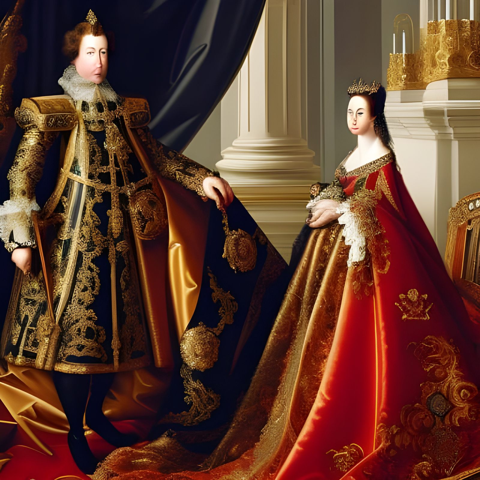 Peter III and Catherine II in Oil on Canvas