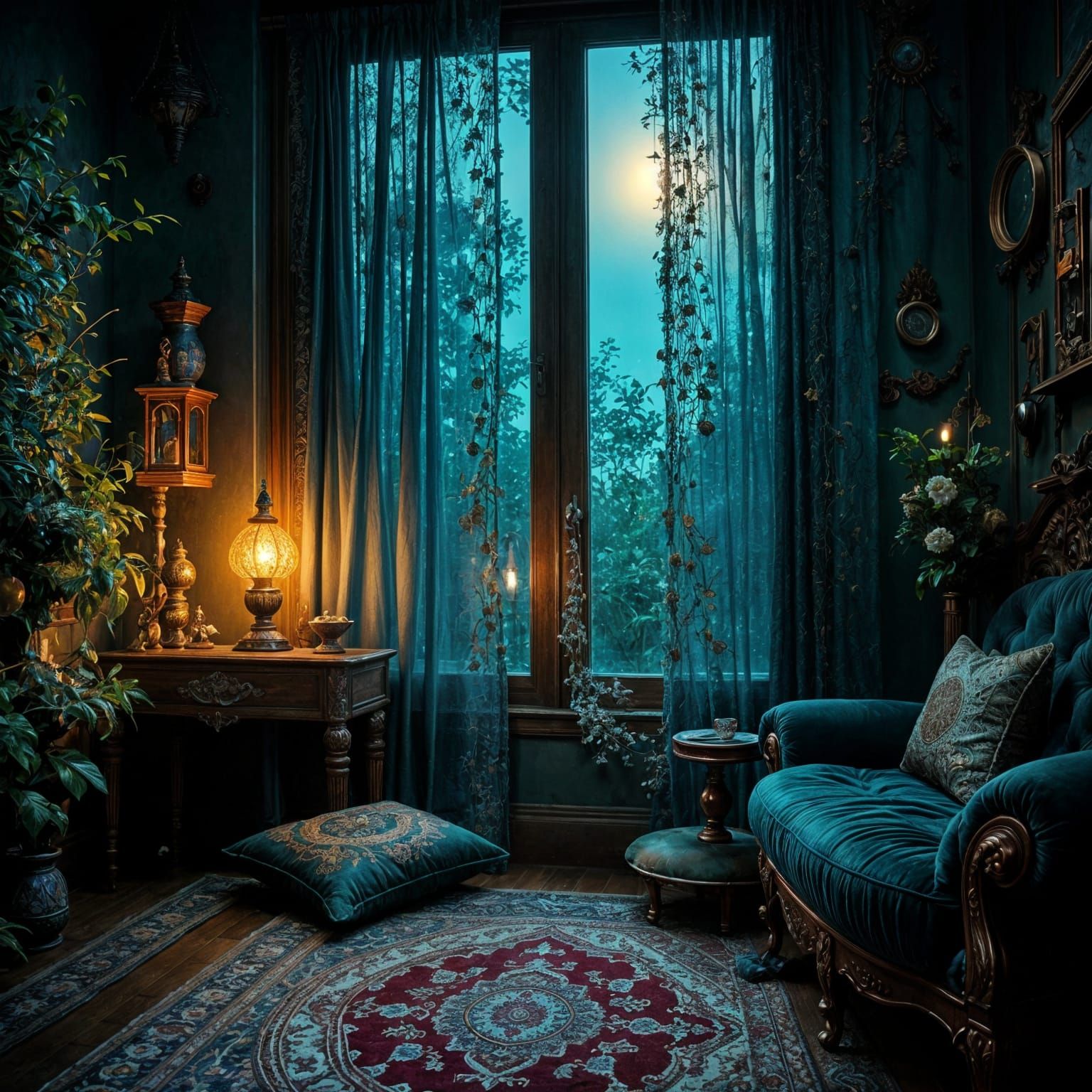 Bohemian Glamour Midnight Ambiance Hyperrealistic Image