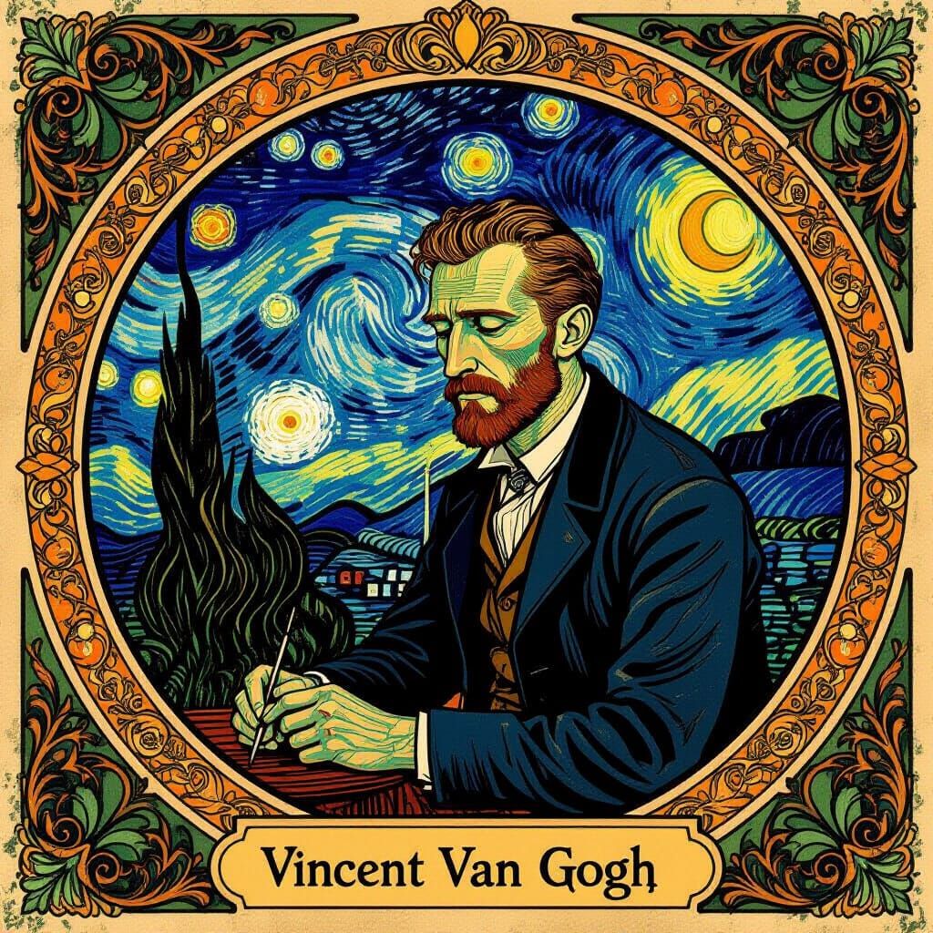 Van Gogh Paints Weary Souls in Art Nouveau Style