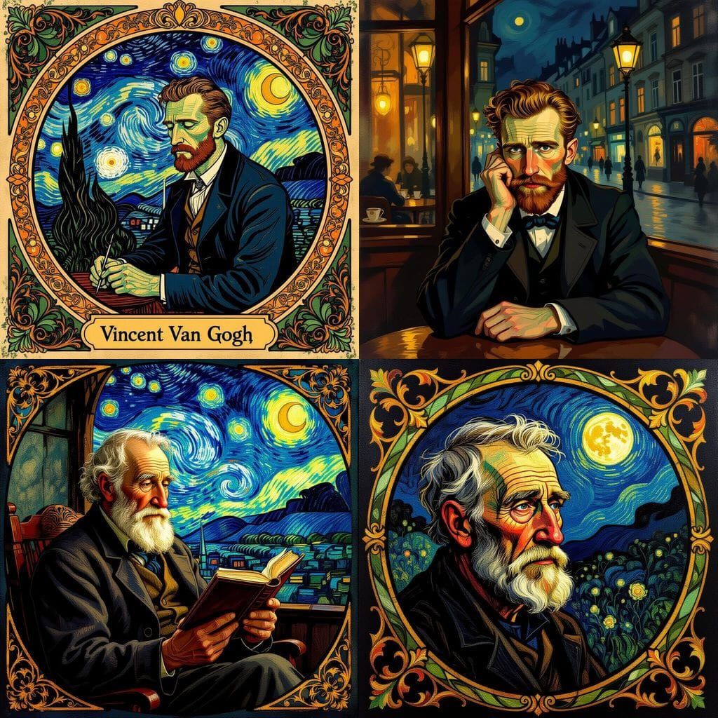 Art Nouveau Poem Vincent Van Gogh Style at NightCafe