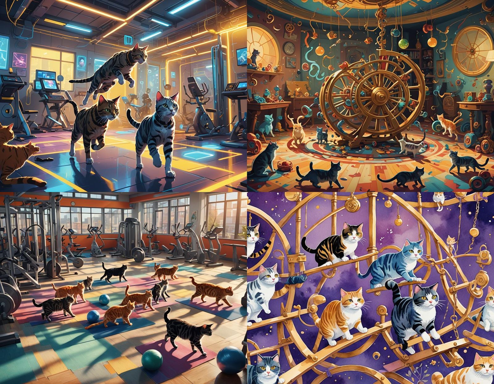 Cats Exercising: An AI Generated Image