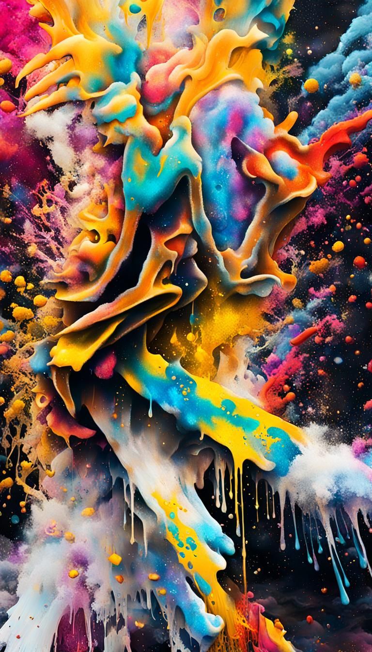 Colorful Graffiti Art Dissolving in Mid-Air