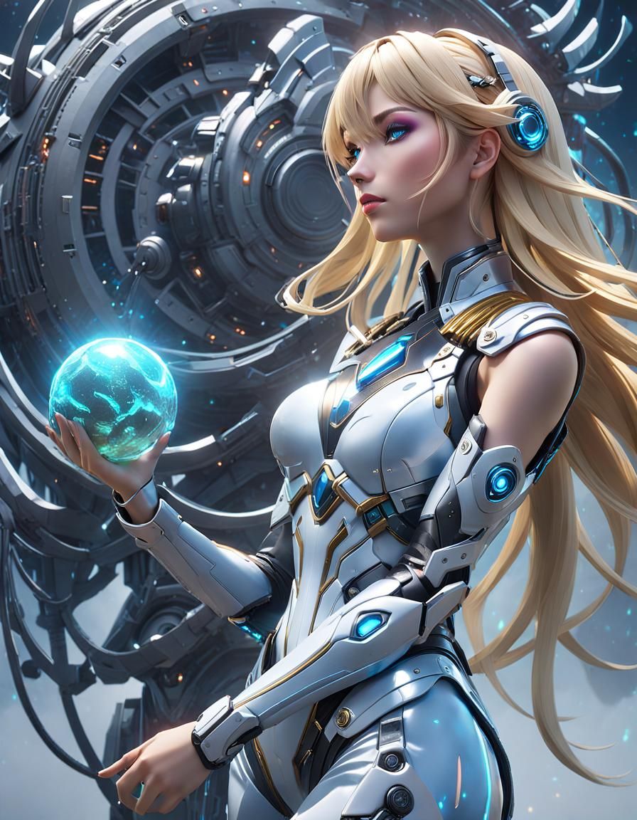 Slime-Girl in Sci-Fi Armor: Anime-Inspired Digital Art