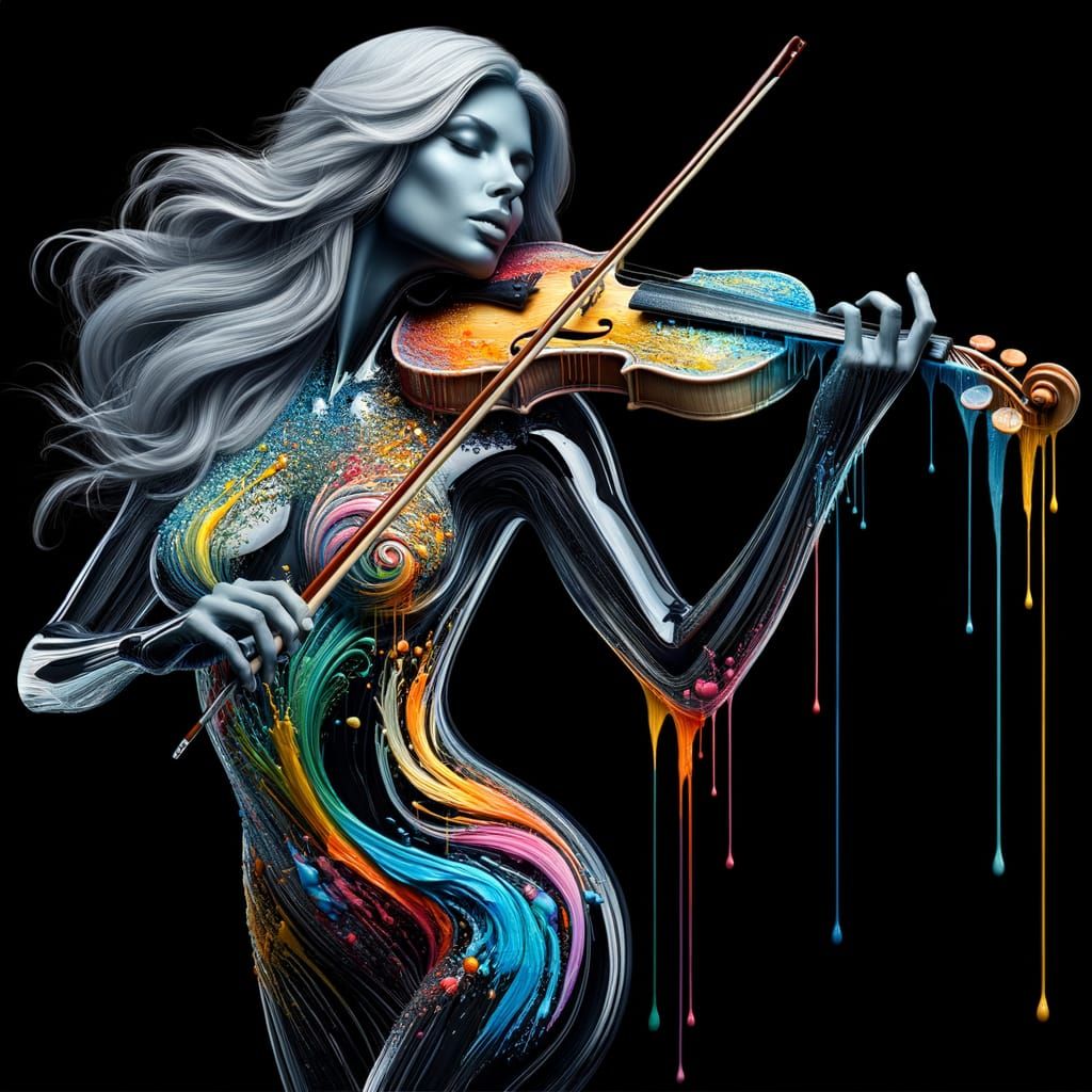 Rainbow Glass Siren Dancing with Melting Paint